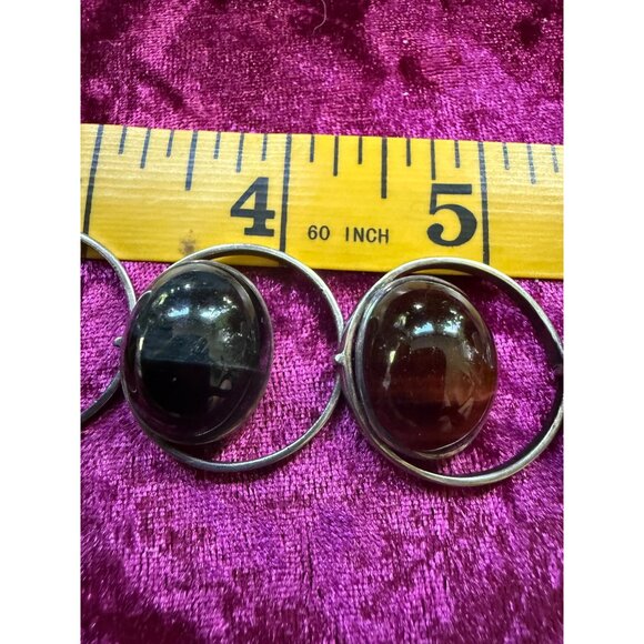 Vtg  Silver Bracelet  Regular, Black, Iron Tigers Eye Signed - Picture 8 of 12